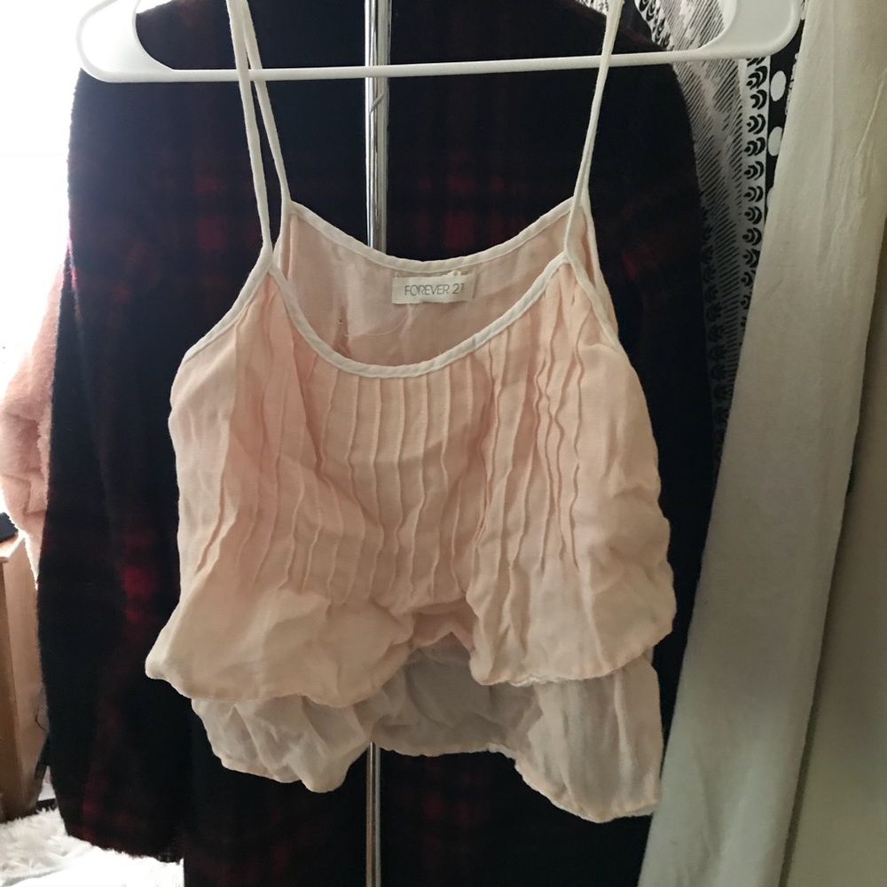 PINK RUFFEL CROPPED TANK